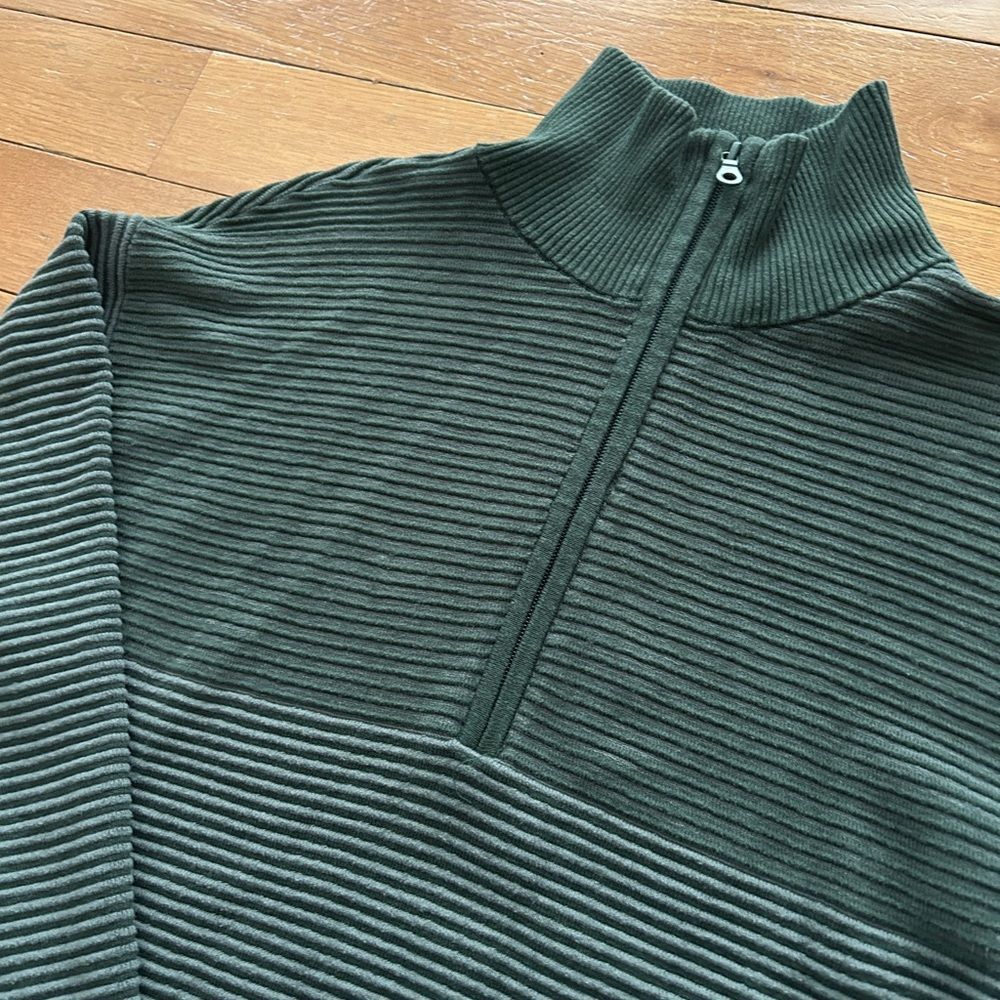 Offline Aerie Home Stretch Green Ribbed Quarter Zip Sweater Sweatshirt Size XS - Picture 4 of 10